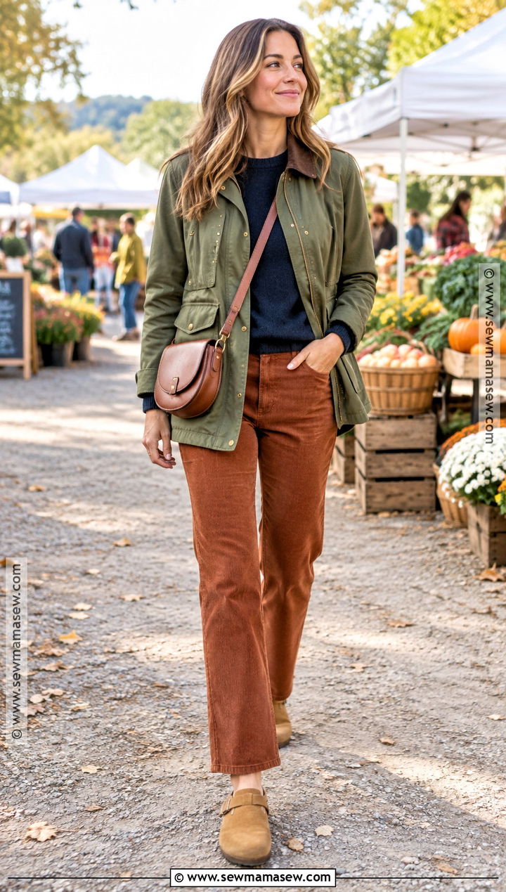 Blue Sweater With Corduroy Pants And Clogs - 15 autumn blue sweater style ideas