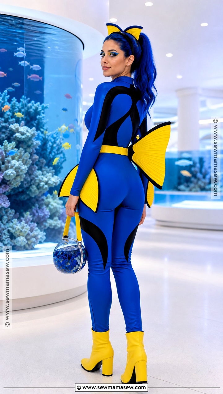 Blue Tang Fish Costume With Yellow Fins - 30 under the sea costumes for women