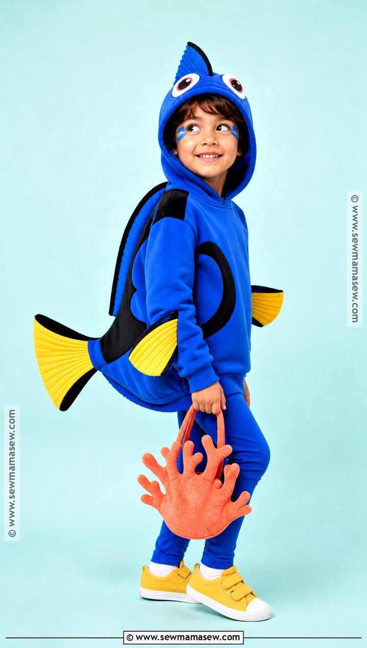 Blue Tang Fish Costume With Yellow Fins - 30 fish costume ideas for kids