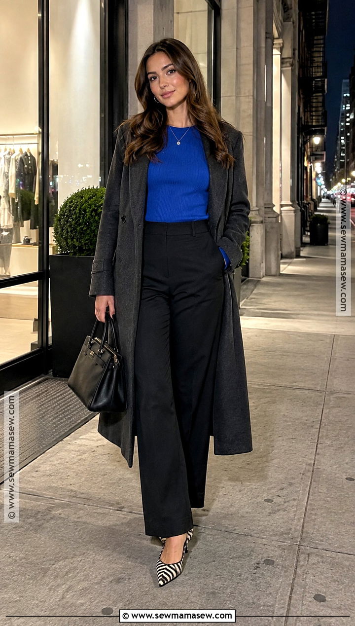 Blue Top And Zebra Shoes New York Night Outfit - 15 new york night outfit fall ideas