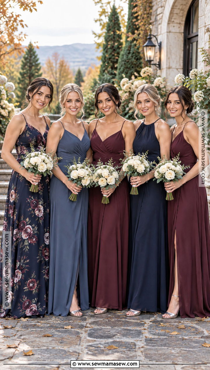 Blue and Burgundy Floral Dress Outfit - 15 Floral Bridesmaid Dresses Mismatched Fall