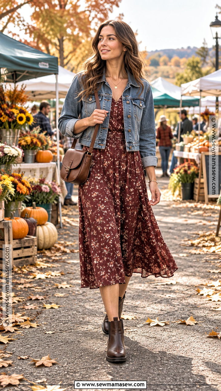 Blundstone Boots With Midi Dress And Denim Jacket - 20 Blundstone Women Outfit Fall Ideas