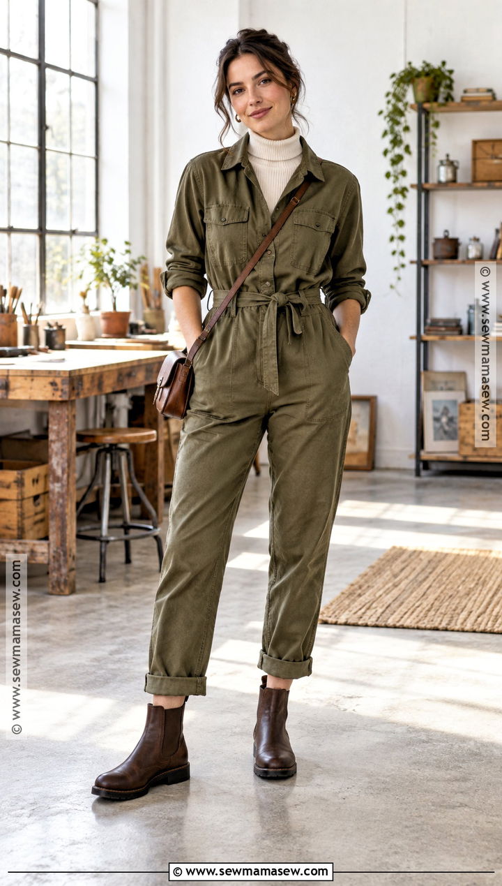 Blundstone Boots With Utility Jumpsuit - 20 Blundstone Women Outfit Fall Ideas