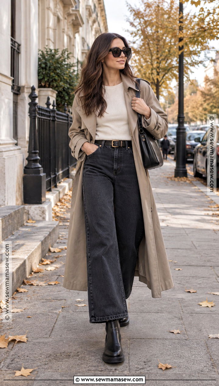 Blundstone Boots With Wide Leg Jeans And Trench Coat - 20 Blundstone Women Outfit Fall Ideas