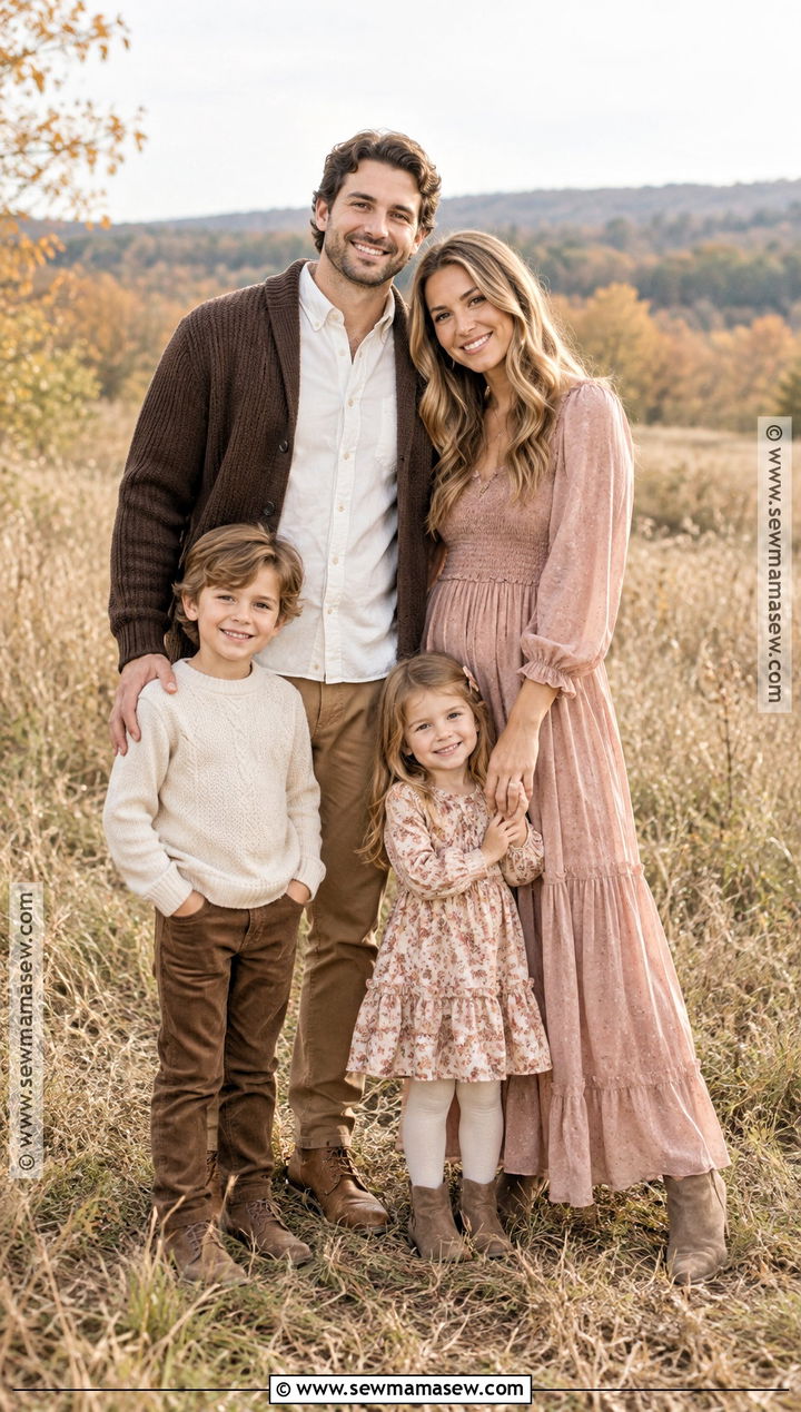 Blush And Brown Family Portrait Outfit - 20 Fall Family Portraits Outfits