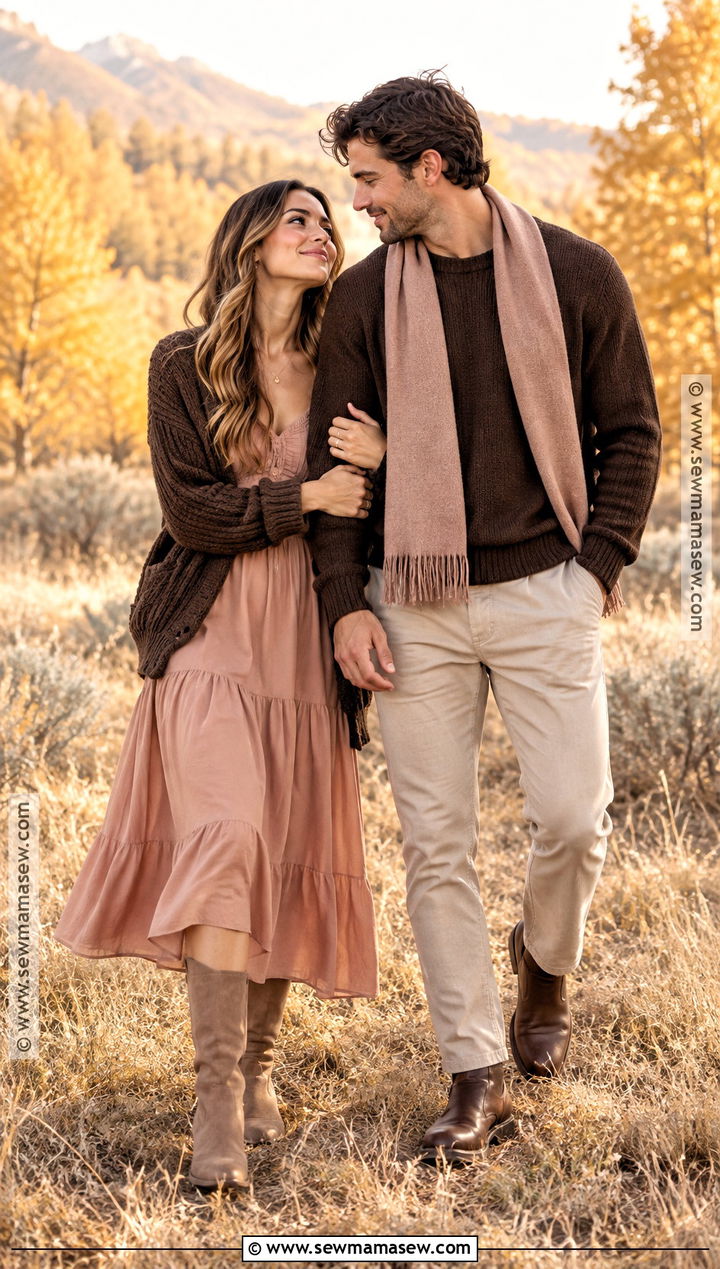 Blush And Chocolate Fall Couples Photoshoot Outfit - 25 fall couples photoshoot outfits