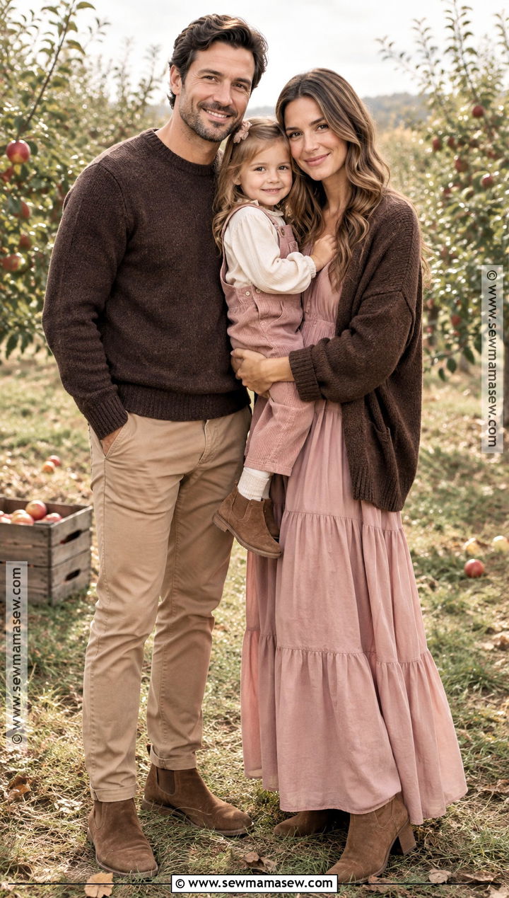 Blush And Chocolate Fall Family Of 3 Photo Outfit - 20 fall family of 3 photo outfits