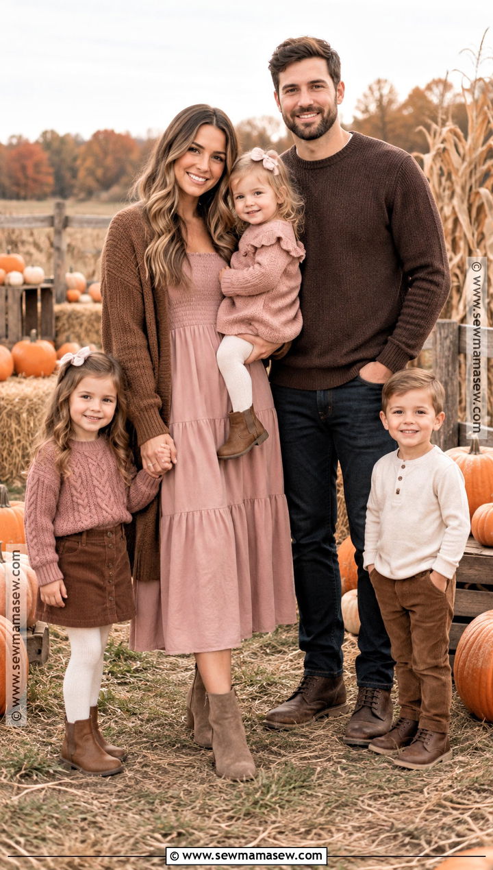 Blush And Chocolate Family Pumpkin Patch Outfit - 20 pumpkin patch outfit ideas for family