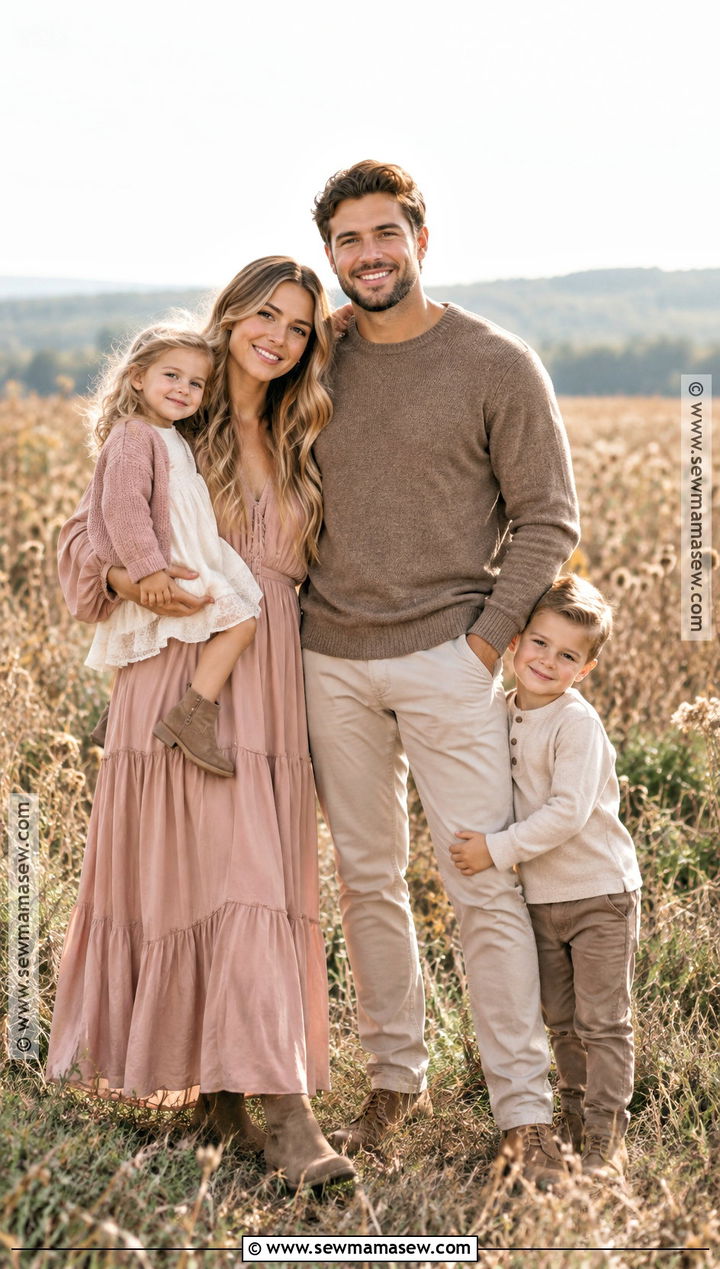 Blush And Taupe Fall Family Picture Outfits - 20 Neutral Family Picture Outfits Fall