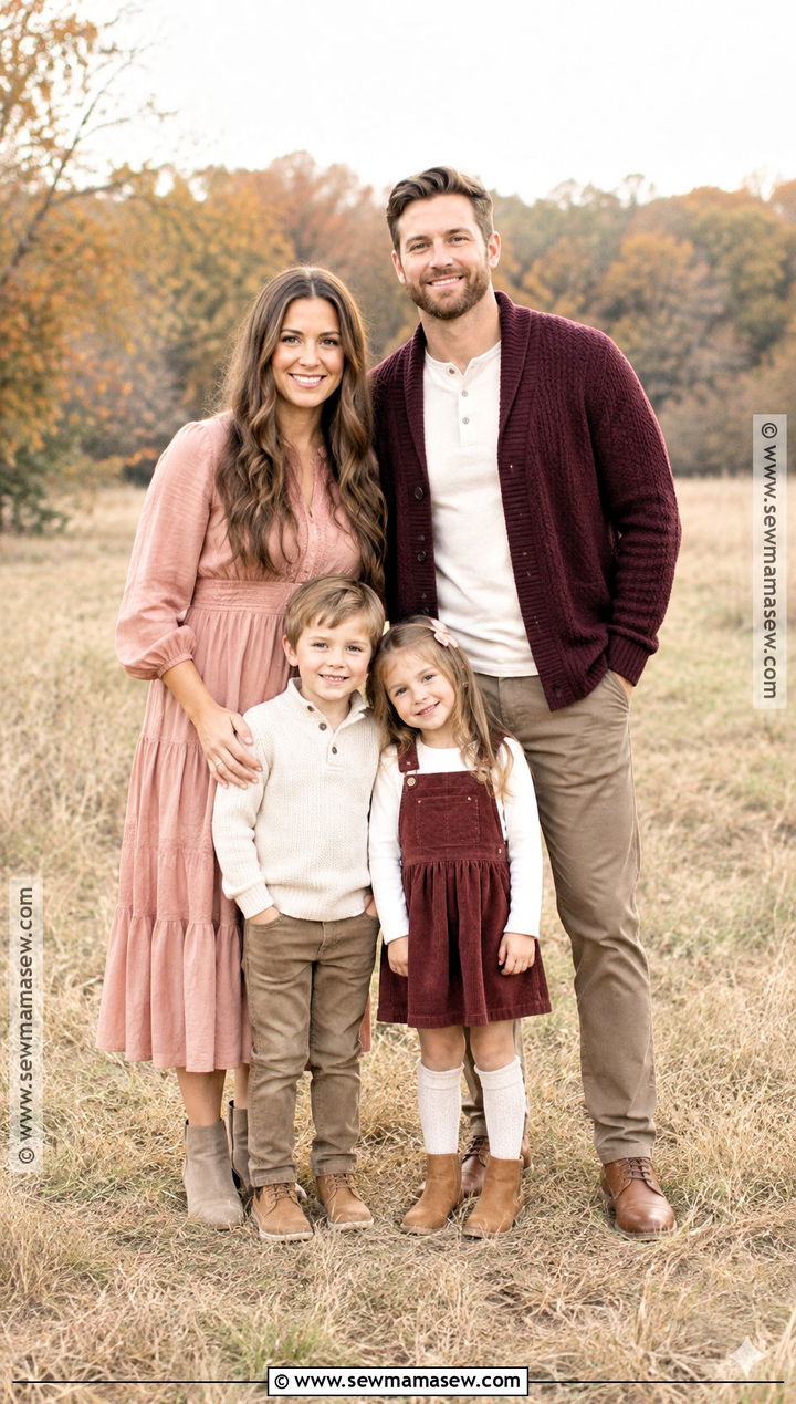 Blush Burgundy and Taupe Fall Family Photo Outfits - 20 Fall Family Photo Outfits Color Combos