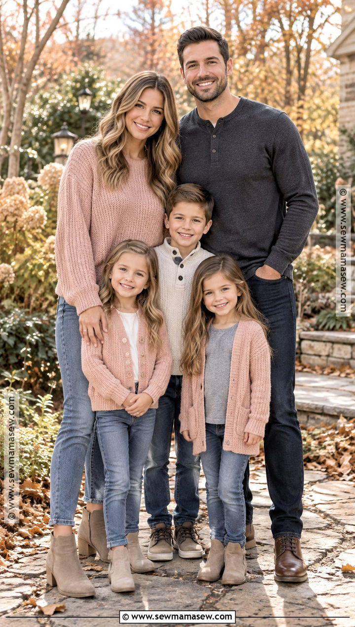 Blush Sweaters And Jeans Family Outfit - 20 fall family pictures outfits jeans