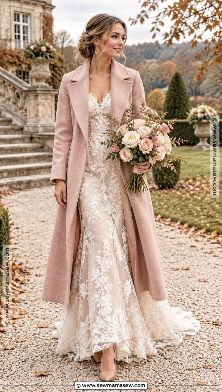 Blush Wedding Coat - 15 fall wedding coats for brides
