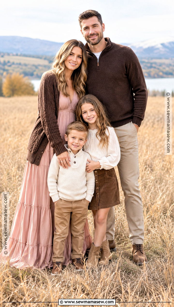 Blush and Cocoa Fall Family Outfit - 15 fall outfits for family pictures outside