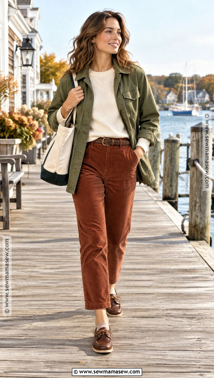 Boat Shoes With Corduroy Pants And A Crewneck Sweater - 15 comfortable shoes for autumn