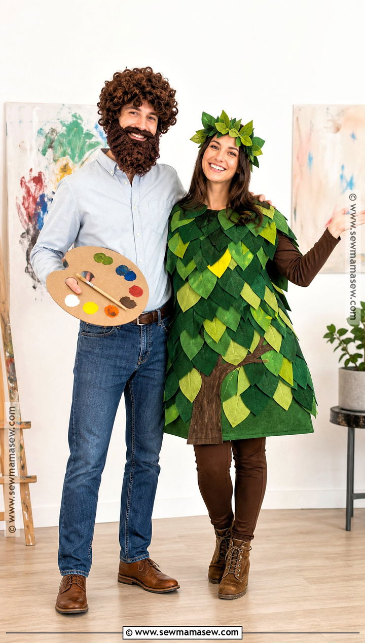 Bob Ross And Happy Tree Costume - 30 80s couple costume ideas
