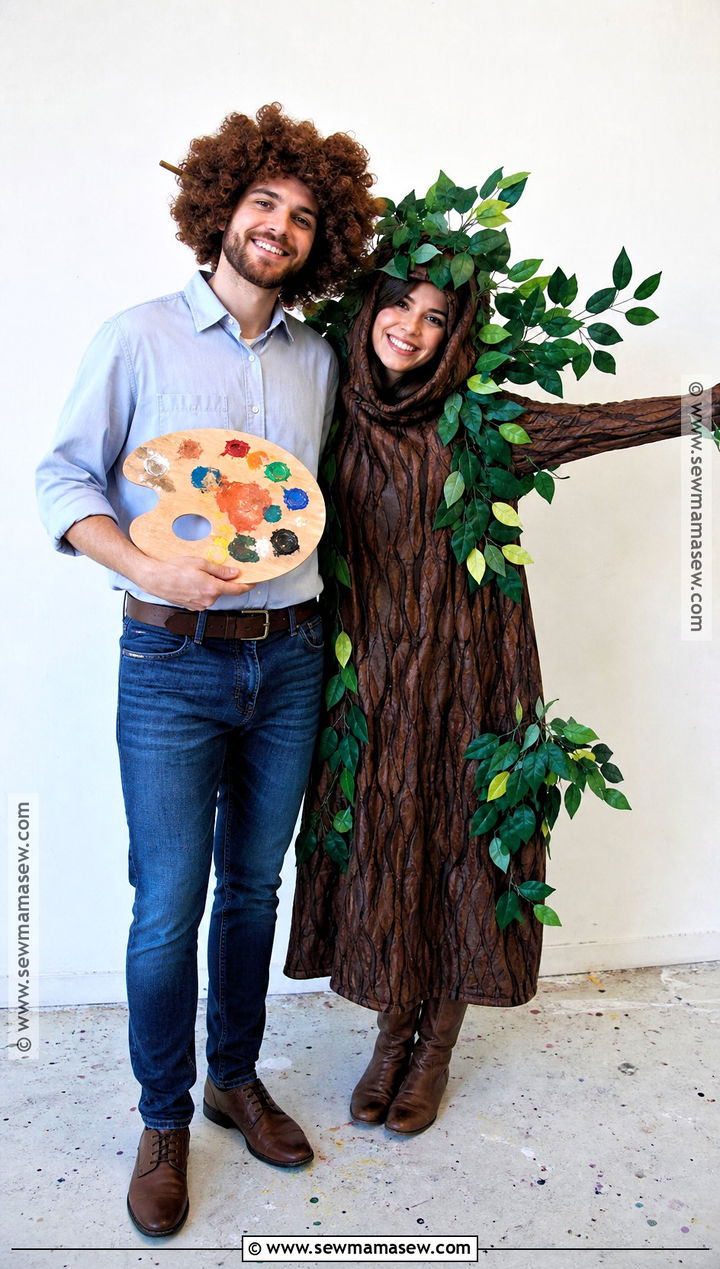 Bob Ross And Happy Tree Couple Costume - 45 halloween costumes for couples