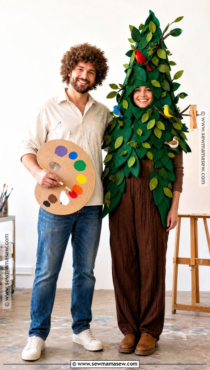 Bob Ross And Happy Tree Couple Costume - 40 couple costume ideas