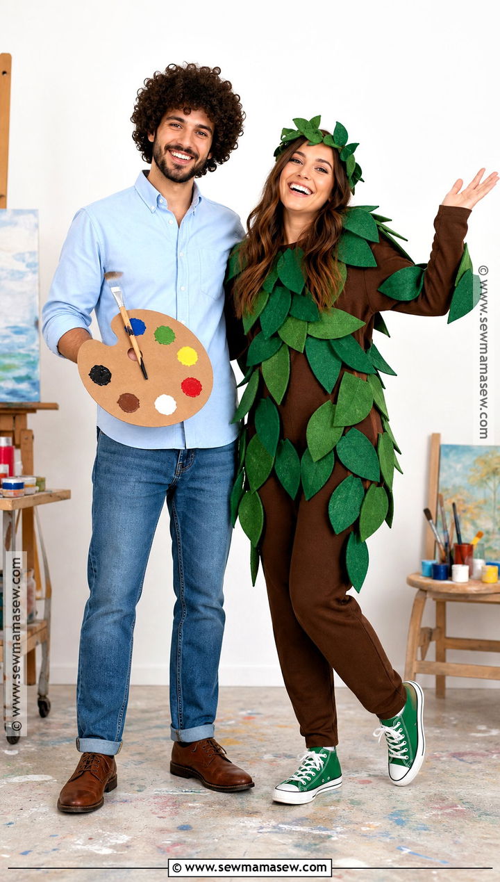 Bob Ross And Happy Tree Couples Costume - 35 fun couples costumes