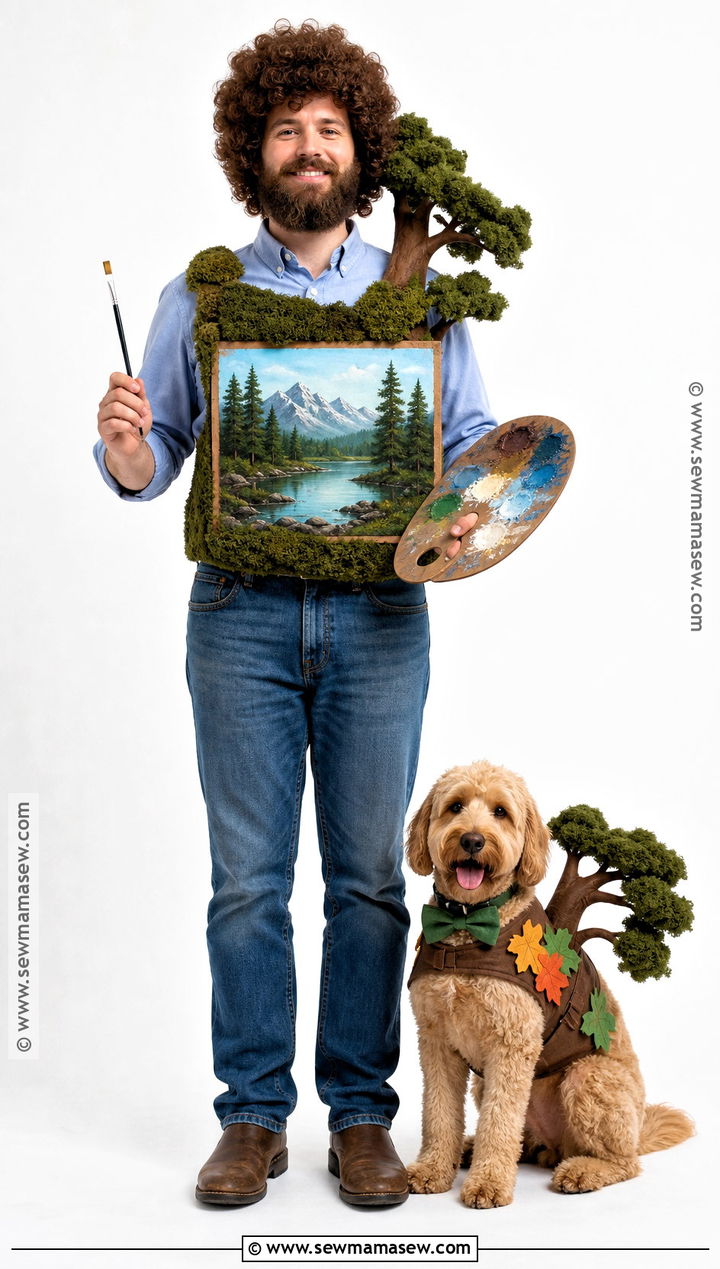 Bob Ross And Pet Happy Tree Costume - 35 bob ross costume ideas