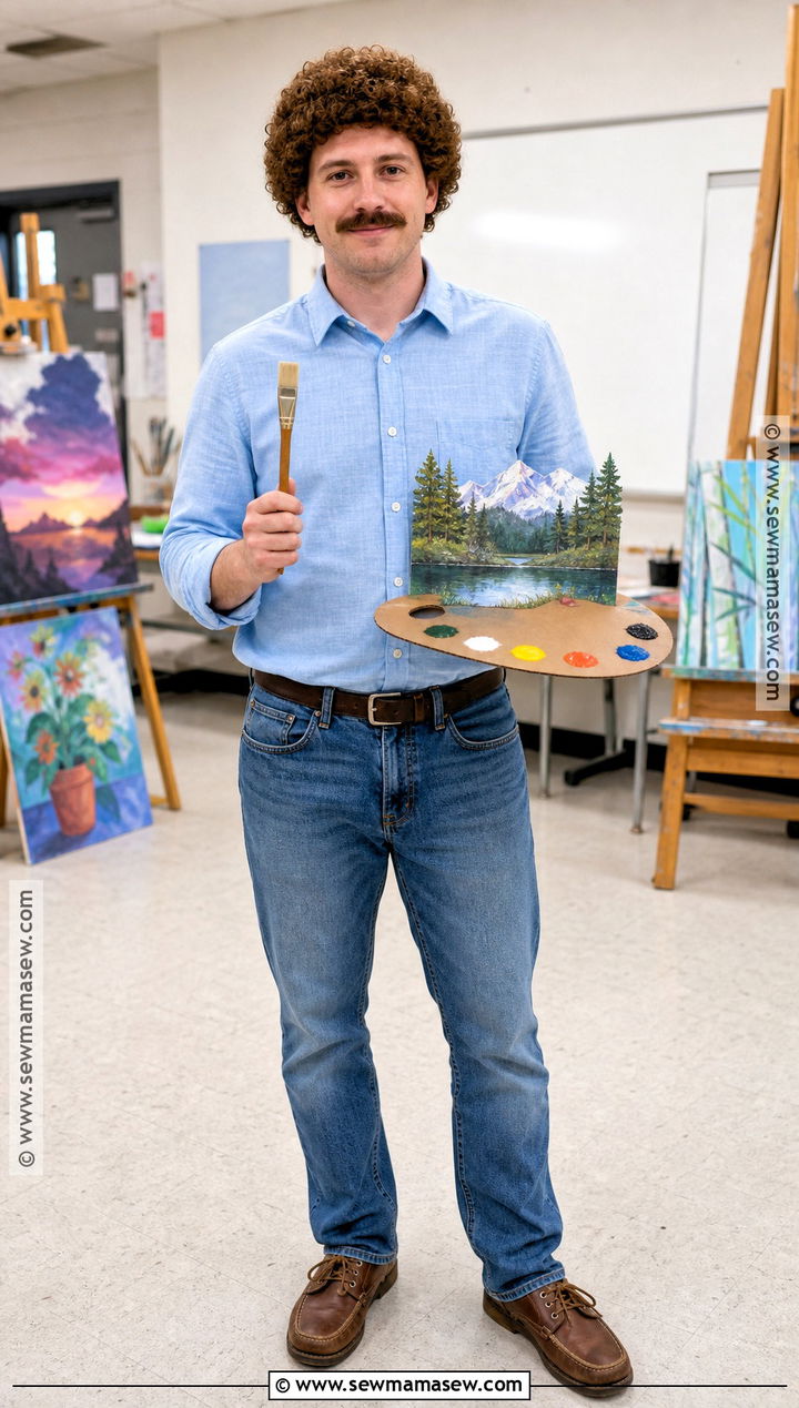 Bob Ross Costume With Curly Wig - 35 school costume ideas