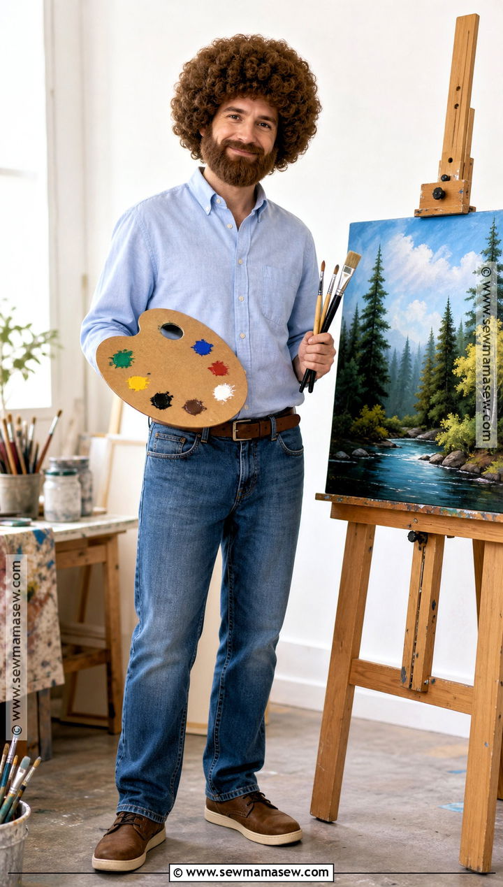 Bob Ross Costume With Curly Wig - 45 easy last minute halloween costumes