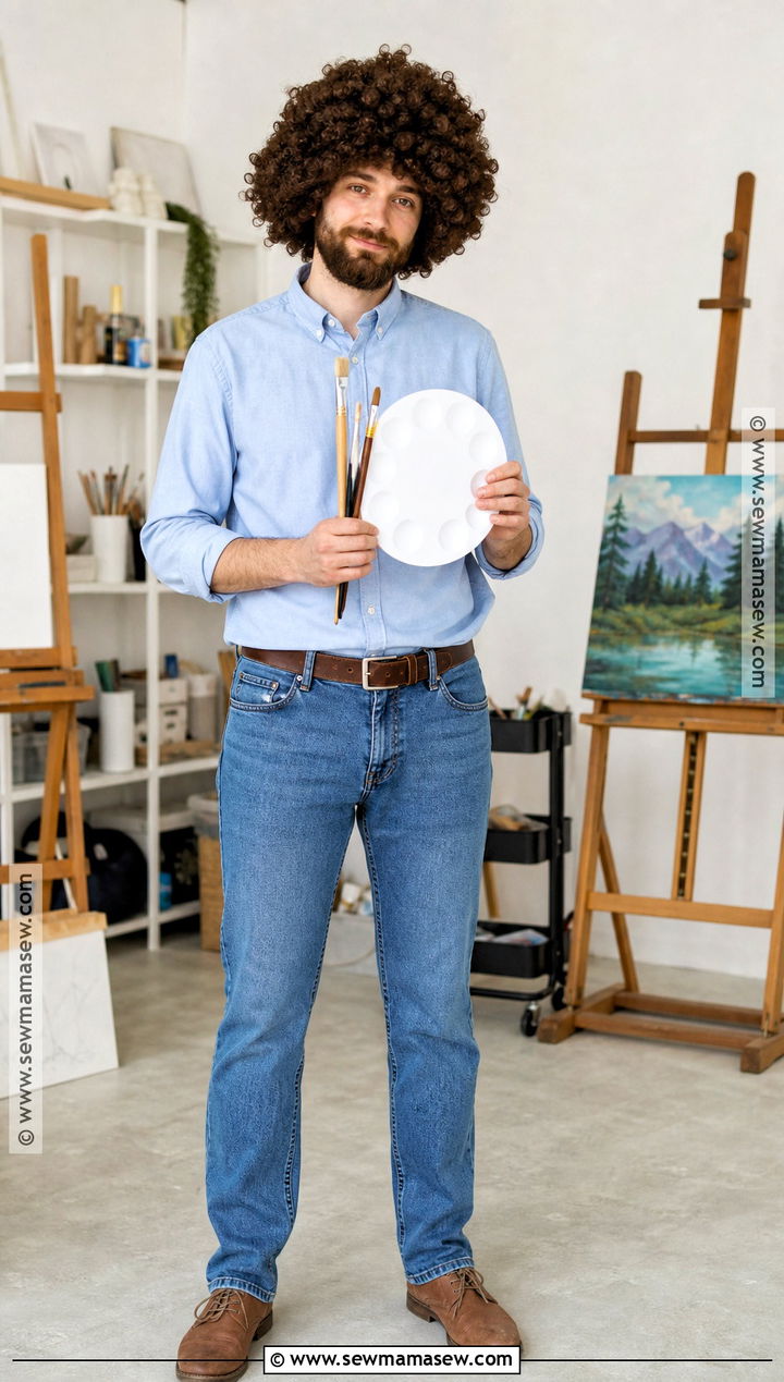 Bob Ross Costume With Curly Wig - 30 costumes for guys