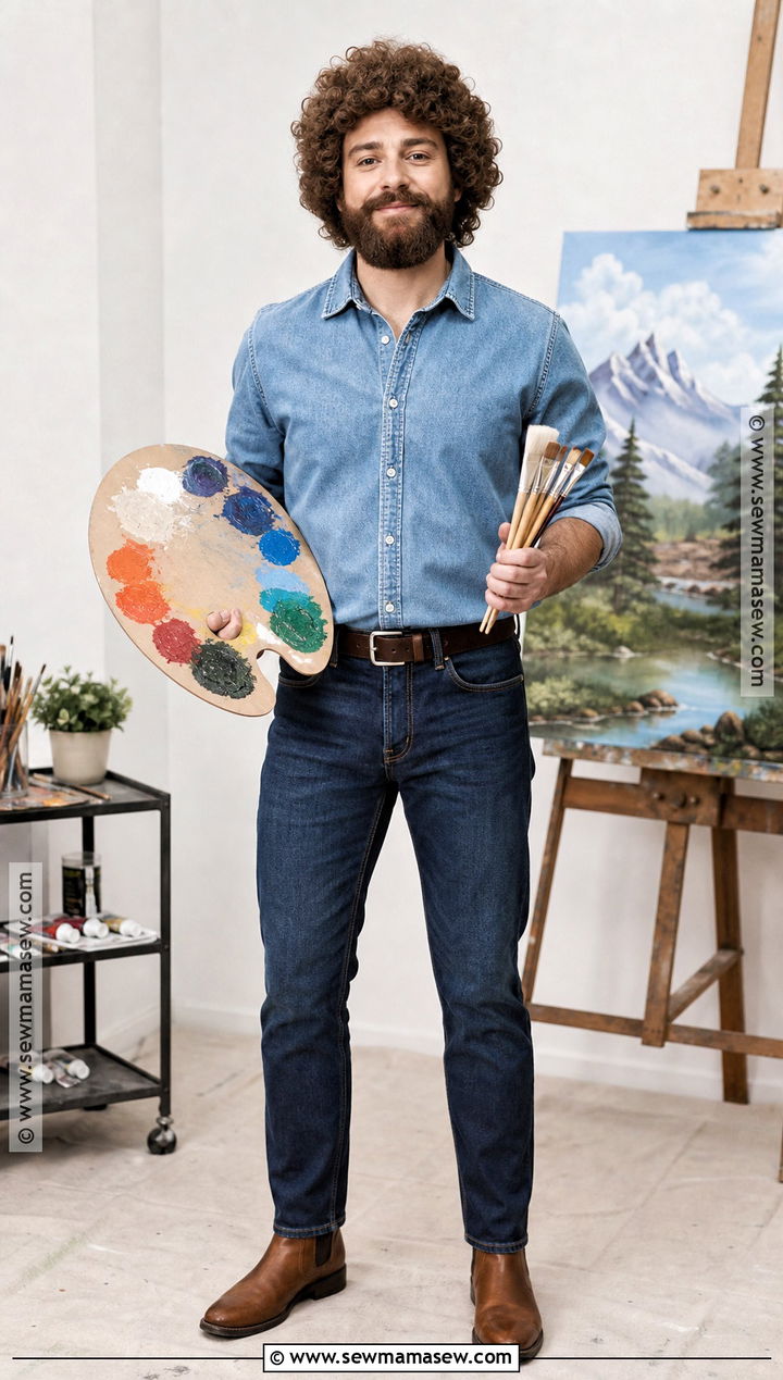 Bob Ross Costume With Denim Shirt - 35 bob ross costume ideas