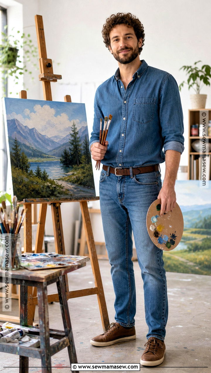 Bob Ross Costume With Denim Shirt - 30 closet costumes last minute