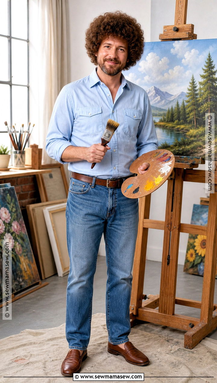 Bob Ross Costume With Paint Palette - 35 halloween costumes male