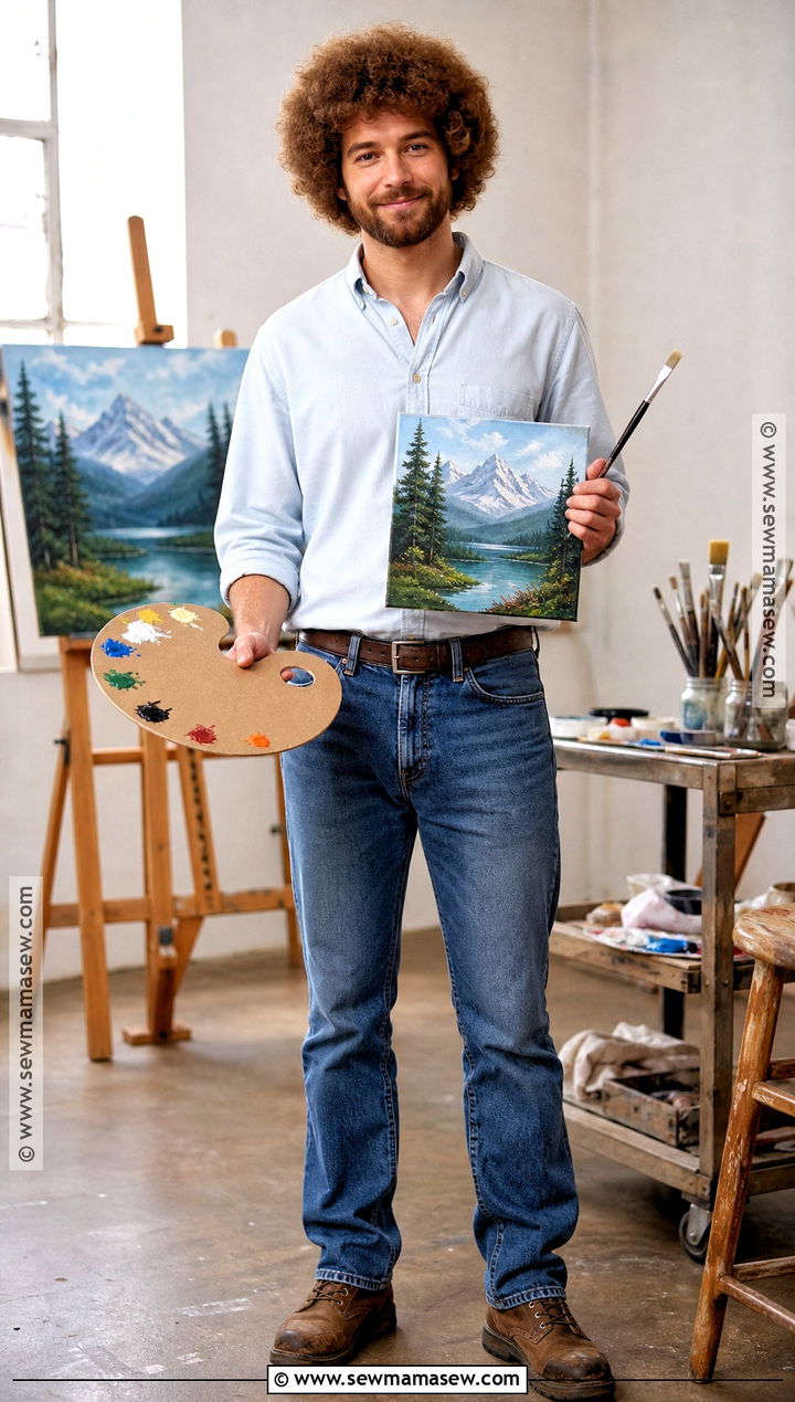 Bob Ross Costume With Paint Palette - 45 Halloween Costumes for Men