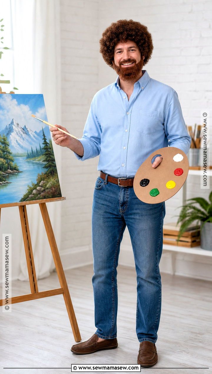 Bob Ross Costume With Paint Palette - 30 easy men halloween costumes for guys