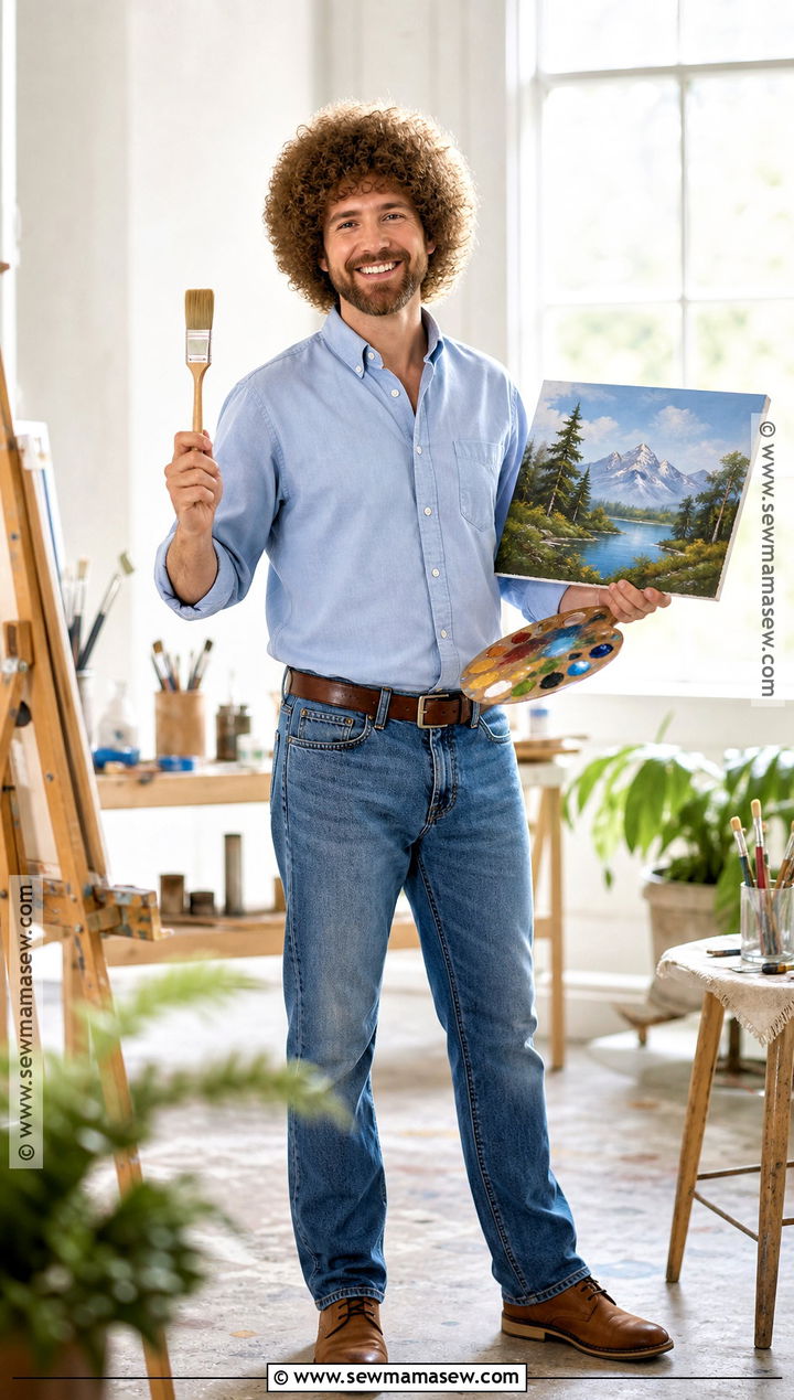 Bob Ross Costume With Painting Palette - 40 halloween costumes for men