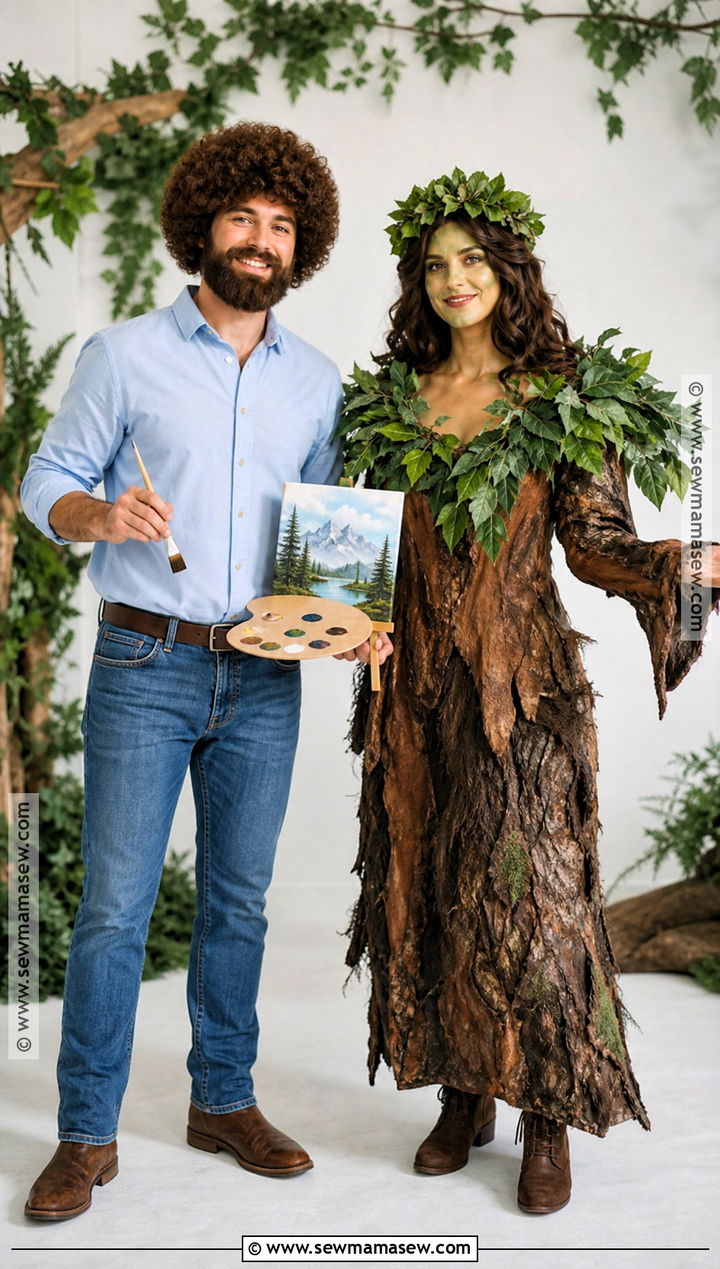 Bob Ross Couple Costume With Happy Tree - 35 bob ross costume ideas