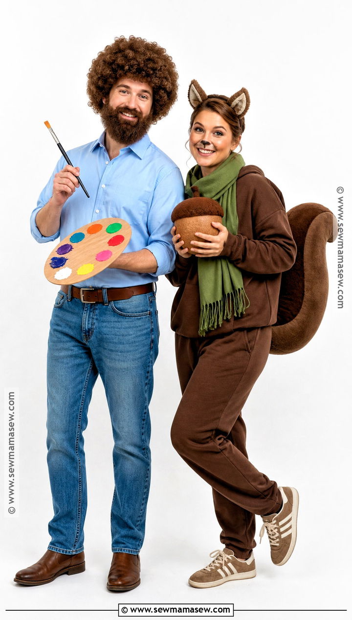 Bob Ross Duo Costume With Squirrel - 35 bob ross costume ideas