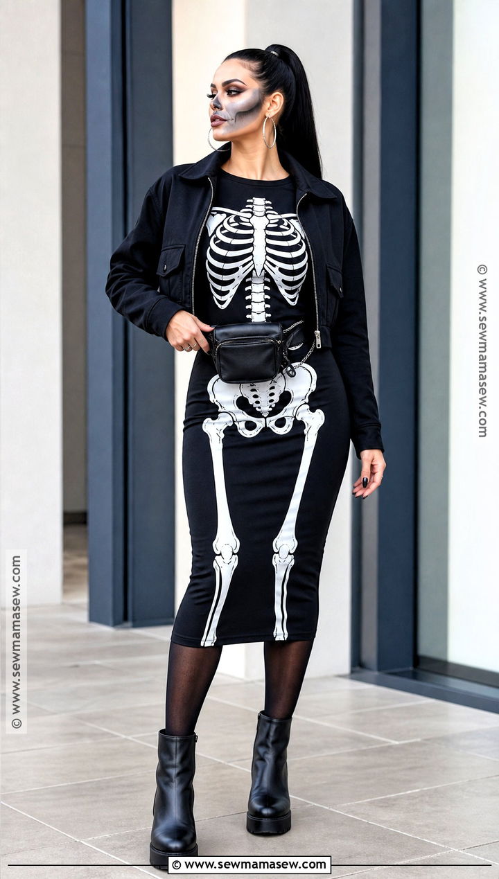 Bodycon Skeleton Dress Costume - 35 skeleton dress ideas