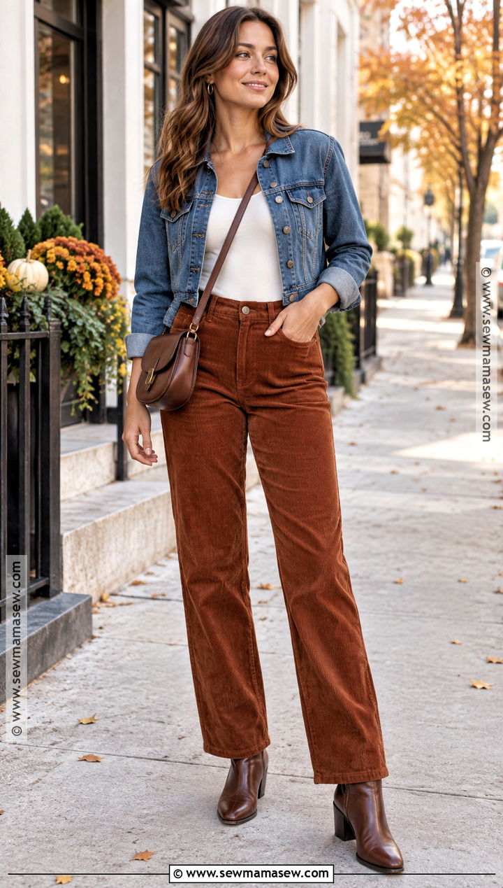 Bodysuit With Corduroy Pants - 20 fall bodysuit outfit ideas
