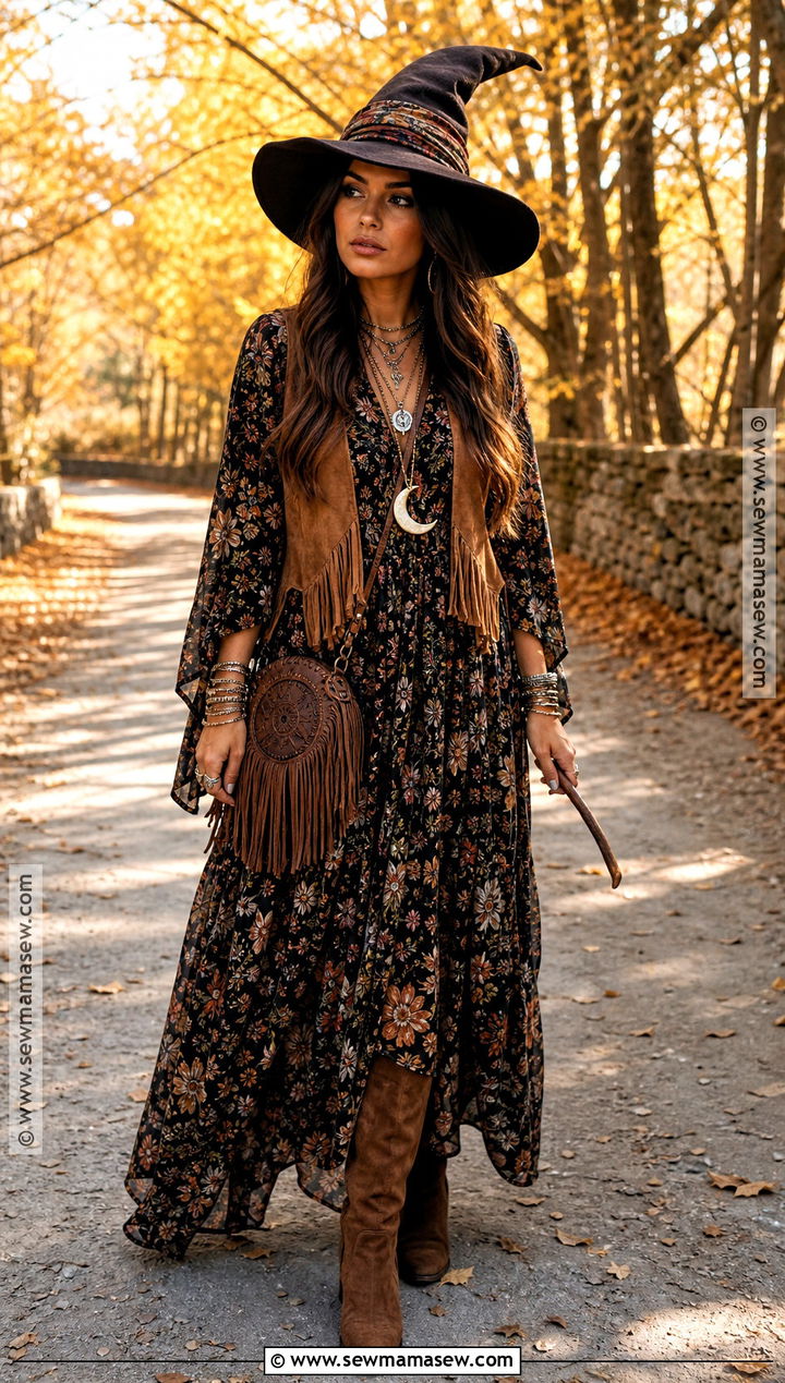 Boho 1970s Witch Costume - 45 witch halloween costume ideas