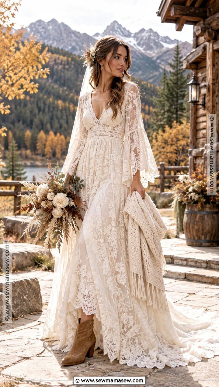 Boho Bell Sleeve October Wedding Dress - 15 Wedding Dresses October