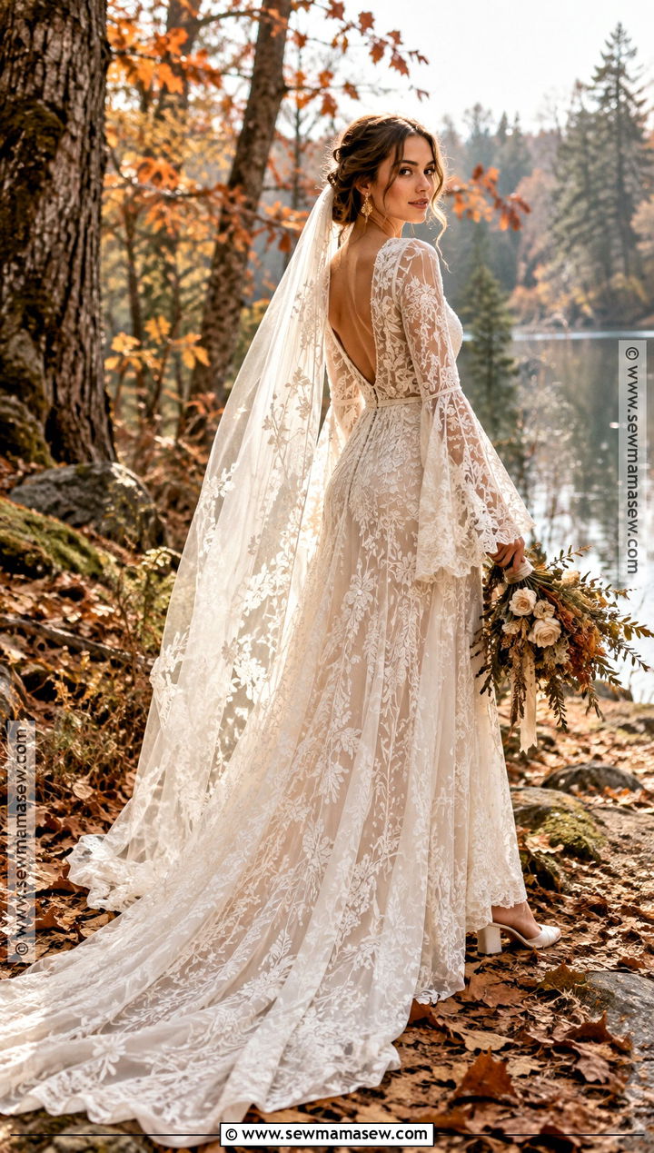 Boho Bell Sleeve Wedding Dress - 15 Wedding Dresses For Autumn