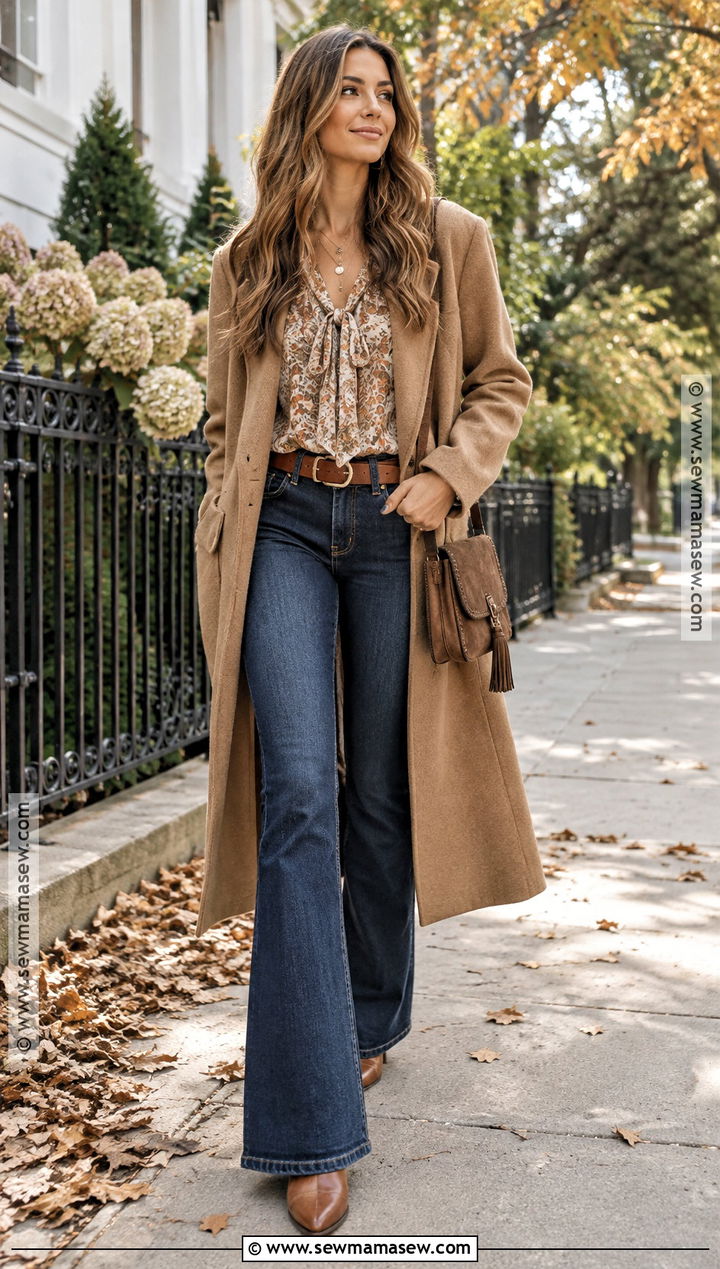 Boho Blouse And Flared Jeans Fall Outfit - 15 Fall 2026 Fashion Inspiration Ideas