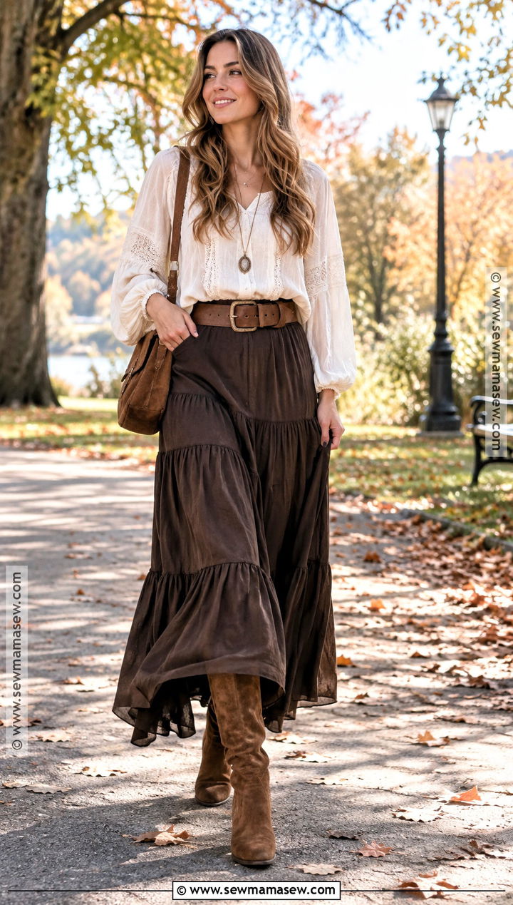 Boho Blouse With Maxi Skirt And Boots - 15 2026 fall style ideas