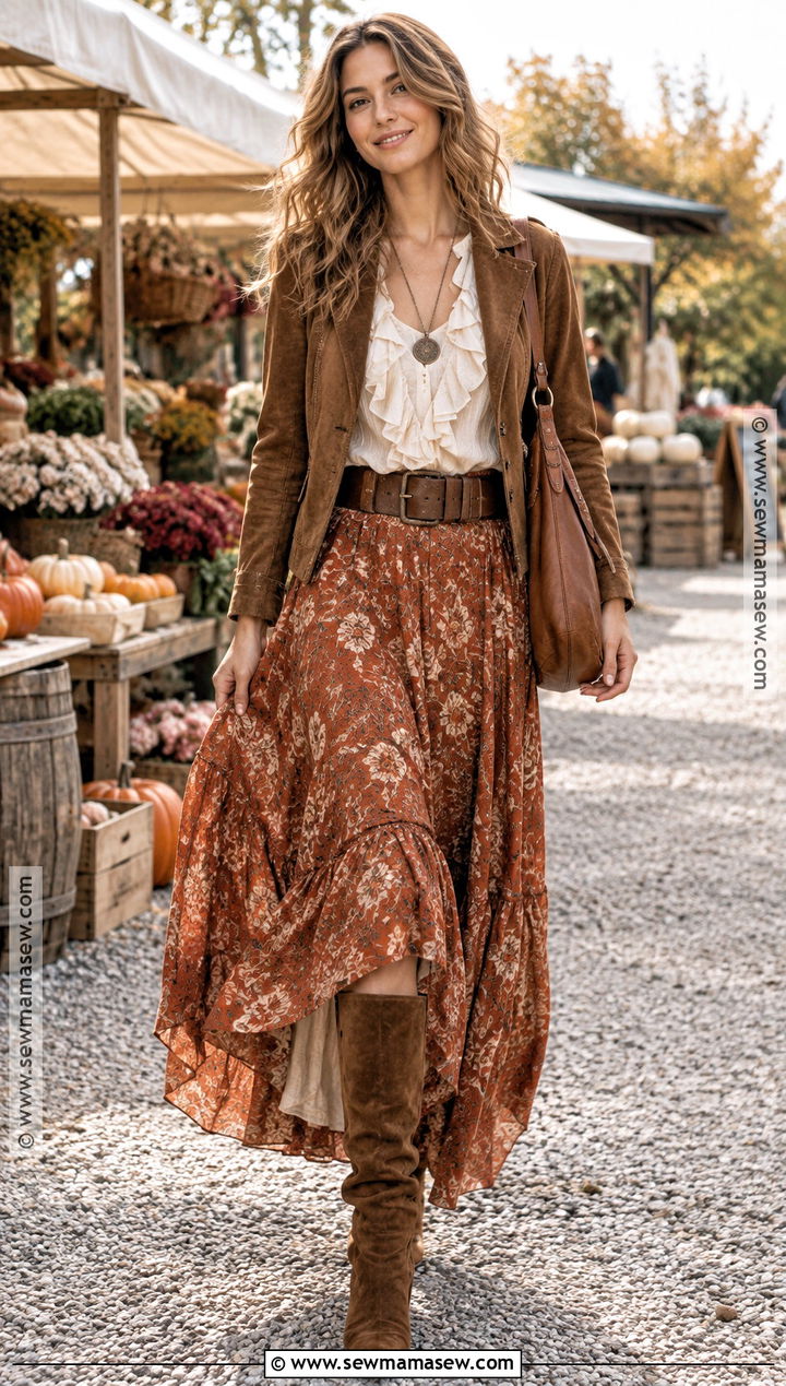 Boho Blouse and Maxi Skirt Outfit - 15 Fashion Trends Fall 2425