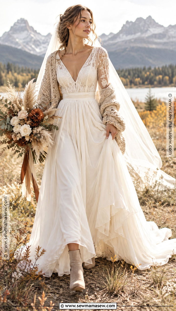 Boho Chiffon Fall Wedding Gown - 20 fall wedding gowns