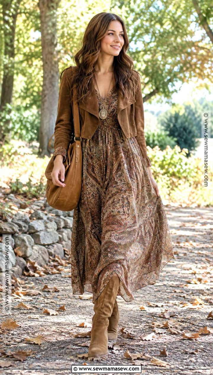 Boho Chiffon Maxi Dress With Suede Boots - 15 fall 2026 dresses