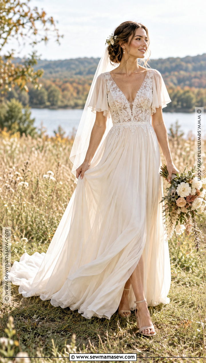 Boho Chiffon September Wedding Dress - 15 Wedding Dresses September Brides