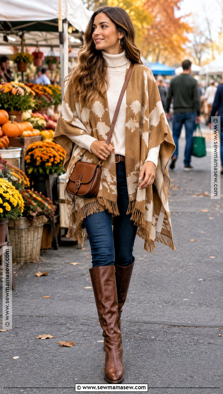 Boho Fall Poncho And Skinny Jeans Outfit - 15 boho fall fashion ideas 2026