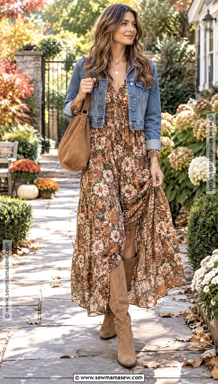 Boho Maxi Dress And Knee High Boots - 15 fall 2026 casual fashion trends