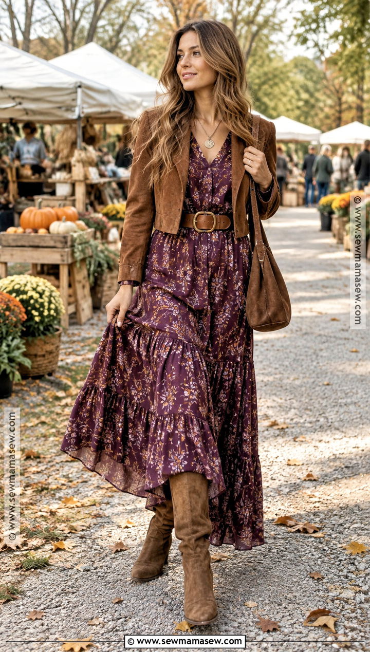 Boho Maxi Dress And Knee High Boots Outfit - 15 autumn 2026 outfits for women