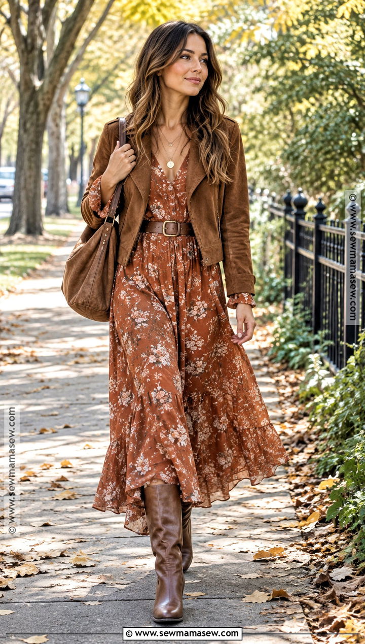 Boho Maxi Dress And Tall Boots Outfit - 15 outfit ideas 2026 autumn