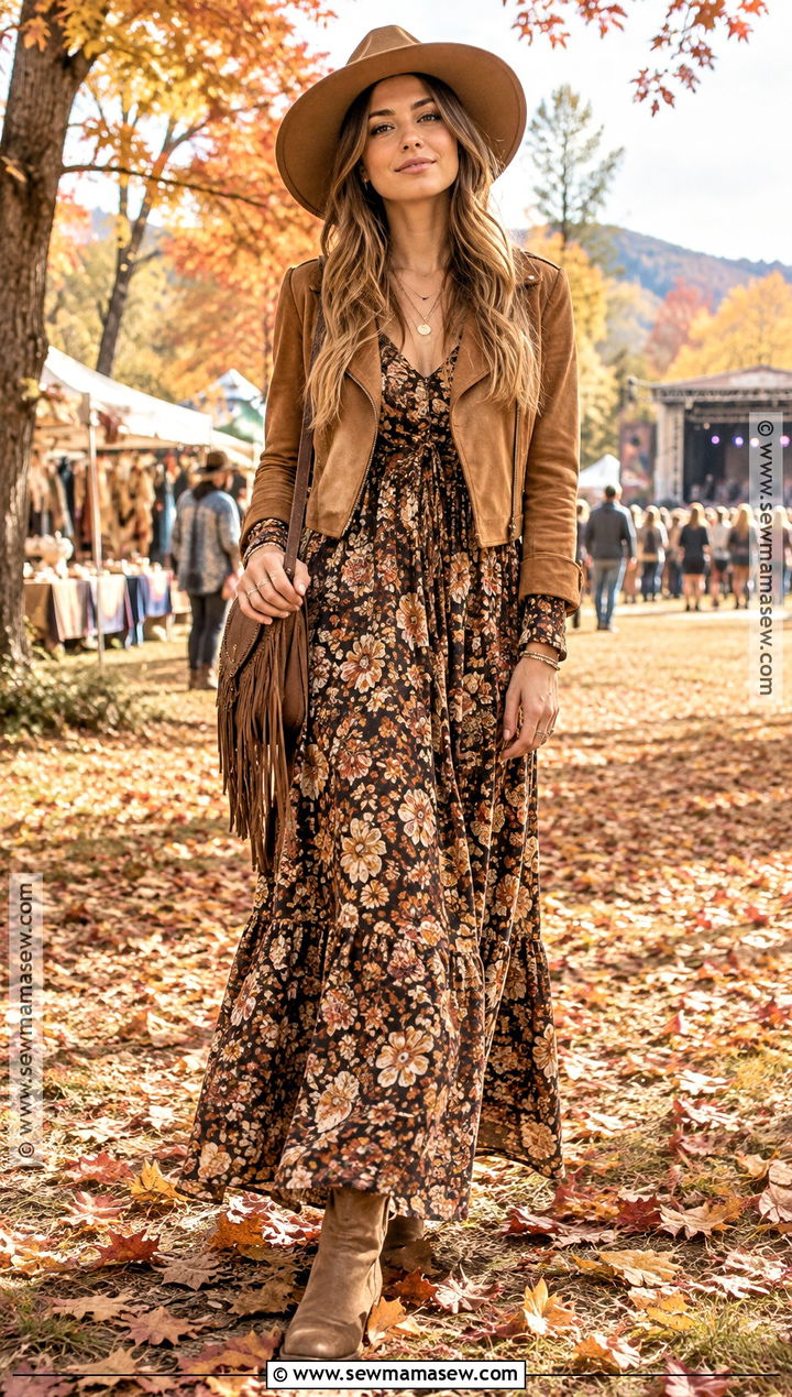 Boho Maxi Dress Autumn Festival Outfit - 25 autumn festival outfit ideas